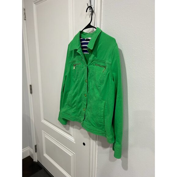 Isaac Mizrahi Live! Button Front Shacket Green Sz Large Long Sleeve Knit Relaxed - Picture 3 of 9